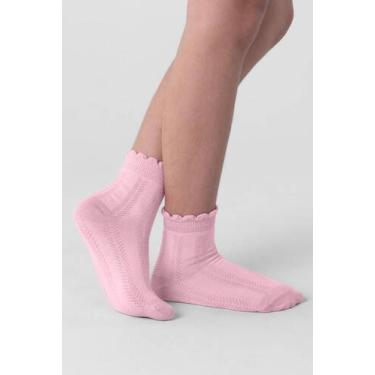 Imagem de Meia infantil menina texturizada Mundi, P, Rosa