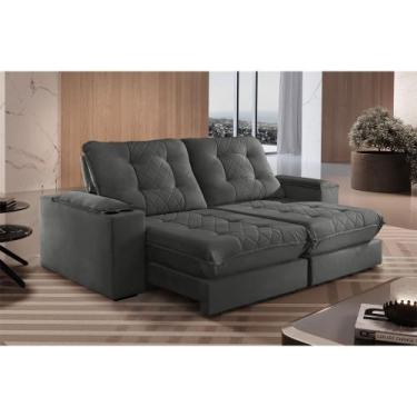 Imagem de Sofá Retrátil Botucatu 2,90M 05 Lugares Molas Ensacadas TXR, Cinza