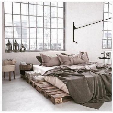 Imagem de Cama de Pallet King Size 210x200x15 cm - Madeira Pinus - PALLET SP