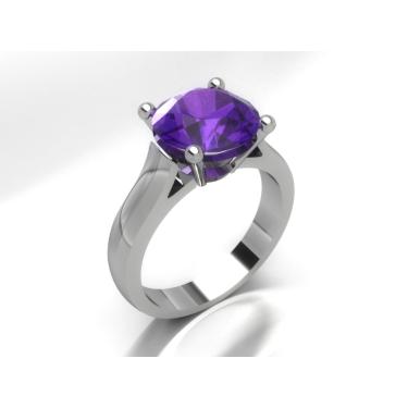 Imagem de Anel Solitário De Prata 950 Ametista Entrega Imediata