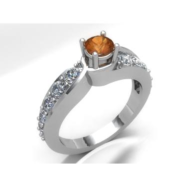 Imagem de Anel Solitário Prata 950 Zirconia E Citrino Entrega Imediata