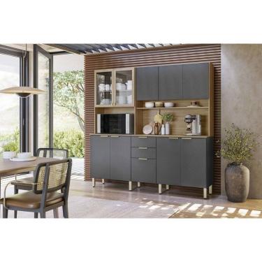 Imagem de Cozinha Compacta Kit Amora C- 10 Portas E 2 Gavetas 198cm Amendola-grafito Tx - Demóbile