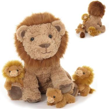 Imagem de Conjunto de bichos de pelúcia Karister Lion Mother com 3 filhotes de l