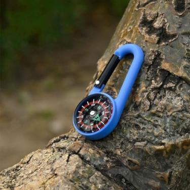 Imagem de Bússola de gancho para montanhismo ao ar livre – bússola de gancho portátil e ferramenta de navegação de reconhecimento de direção para caminhadas, acampamento, mochila e exploração ao ar livre, azul