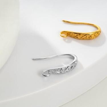 Imagem de 20 peças de fios de brinco de anzol dourado – ganchos esculpidos com padrão de redemoinho elegante – achados hipoalergênicos sem níquel para fazer joias DIY