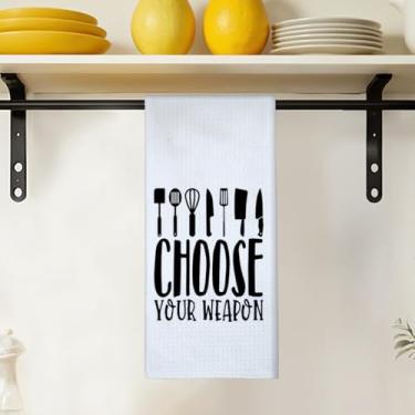 Imagem de Toalhas de prato engraçadas de cozinha 40,6 x 61 cm, presentes de inauguração de casa, escolha sua arma toalhas de mão para cozinha, presentes para amantes da cozinha