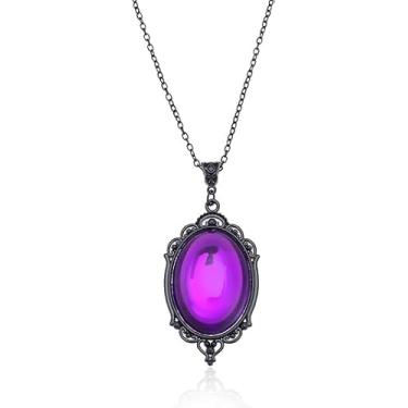 Imagem de Colar gótico de camafeu de cristal Stardust, colar gótico camafeu vintage pingente de cristal para mulheres, pingente punk de aniversário e dia das bruxas para mulheres