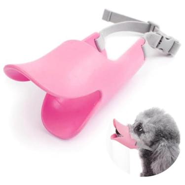 Imagem de Capas em forma de boca de cachorro de pato anti-mordida, máscaras de focinheira anti-chamadas, conjunto de boca de animal de estimação, material de silicone à prova de mordidas (rosa, pequeno)