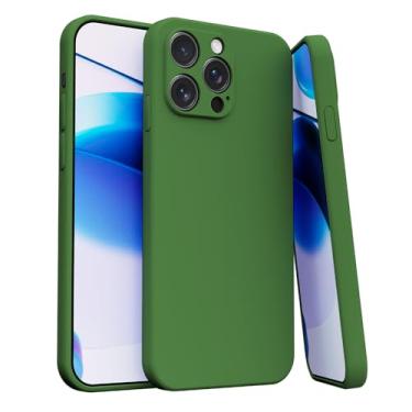 Imagem de Capa Case Capinha Para iPhone 15 PRO MAX Silicone Aveludada Com Forro aveludado Premium (VERDE MILITA)