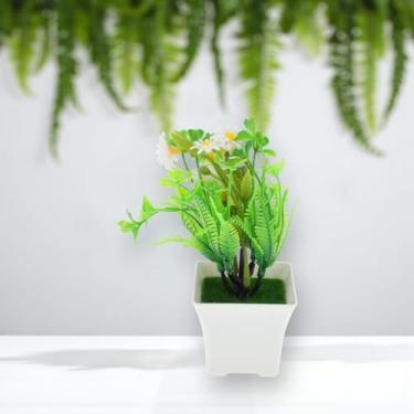 Imagem de Generic 1 peça de plantas artificiais trevos arranjo artificial plástico creme branco 12 x 12 x 16 cm