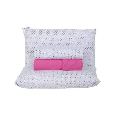 Imagem de Jogo De Lençol 4 Peças Queen Percal 180 Fios Homme 60% Algodão 40% Poliéster - Polka Pink