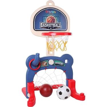 Imagem de Dazmers Conjunto esportivo infantil 3 em 1 - cesta de basquete, gol de futebol e jogo de arremesso de anel - Diversão ideal em ambientes internos e externos para crianças enérgicas - Promove atividade