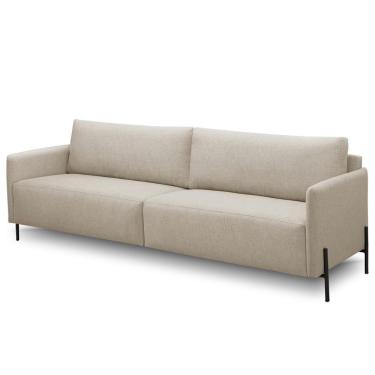 Imagem de Sofá 3 Lugares Para Sala De Estar Living 204cm Industrial Italy F04 Linho Cinza Claro - Lyam Decor