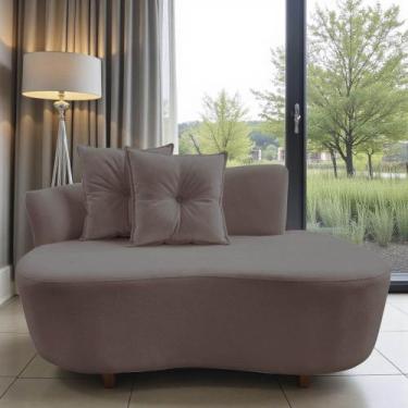 Imagem de Namoradeira Sofá Feijão Suria Orgânica Bouclé Capuccino - Mazzero Deco