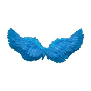 Imagem de Dynwave Asa de anjo de penas, leve, fofo, fantasia para baile de máscaras, casamento, Azul