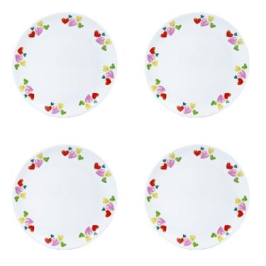 Imagem de LJIMICAORO Pratos de salada de porcelana com coração branco de 20 cm de osso, China, sobremesa, porcelana, bolo, salada, prato, lavável na lava-louças e no micro-ondas