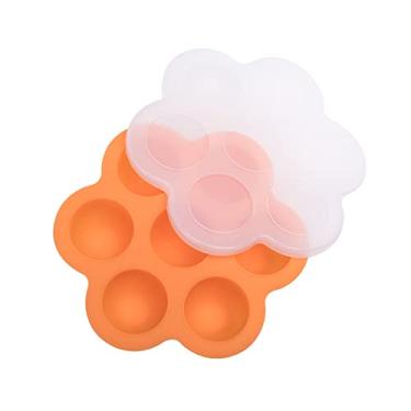Imagem de Bewinner Molde de Gelo Com 7 Furos Molde de Silicone para Alimentos Complementares Infantis Com Tampa Calor para Casa, Resistência a Altas Temperaturas e Material de Qualidade alimentar (Laranja)