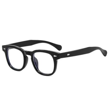 Imagem de VFDHN Óculos de sol femininos da moda com rebites, armação retrô com lentes transparentes UV400 (preto transparente)