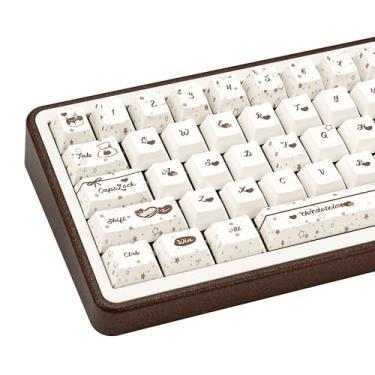 Imagem de COOMICKEY Teclas PBT, teclas de chocolate 60 65 75 100 por cento, teclas fofas dye sub, personalizado 148 teclas cereja perfil para 61/68/84/87/98/100 Cherry Gateron MX mecânico, branco
