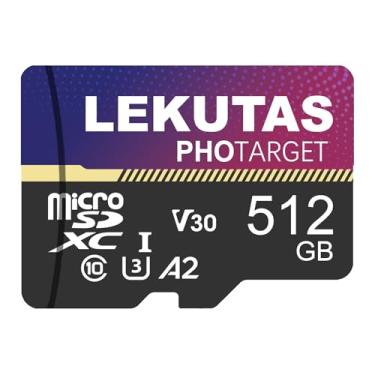 Imagem de LEKUTAS Cartão micro SD de 512 GB, cartão de memória flash microSDXC UHS-I, cartão TF, alta velocidade de 100 MB/s, C10, U3, A2, V30, para gravação de vídeo Full HD, 4K UHD
