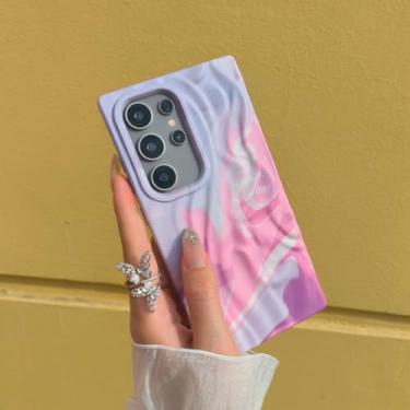 Imagem de MVVKKY Capa de silicone macia antirrugas com gradiente de cor para Galaxy S24 Ultra, à prova de choque (para Galaxy S24 Ultra/rosa-roxo)