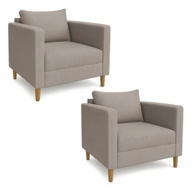 Imagem de Kit 2 Poltronas Decorativa Helena Linho Capuccino Dal Poz Estofados