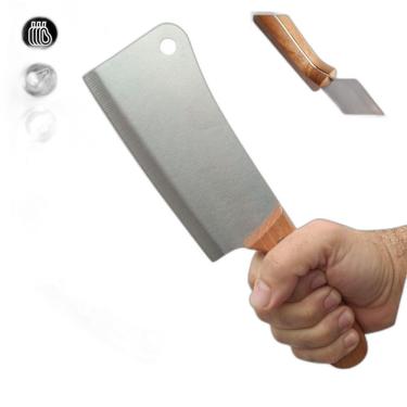 Imagem de Cutelo Cabo Madeira Faca Inox Churrasco Açougue