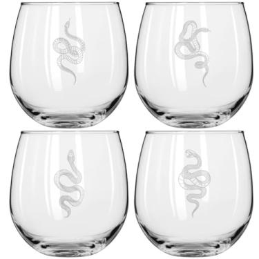 Imagem de MIP Conjunto de 4 taças de vinho para coleção de cobra de presente de vinho tinto ou branco (sem haste de 473 ml)