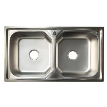 Imagem de Cuba Inox Gourmet Cozinha Dupla Luxo Aço 304 Com Válvula
