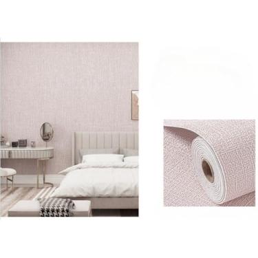 Imagem de Painel Linho Liso Espuma Adesivo Grosso Autocolante Decoração Revestimento Acústico(5 Metros x 50cm-2.5m²,Rosa)