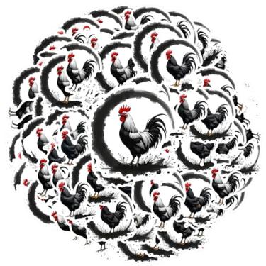 Imagem de 70 peças arte de tinta de galo cultura asiática natureza animal papelaria adesivos animais pacote de adesivos de tinta para mala, geladeira, telefone, bagagem, laptop, guitarra, carro, brinquedos