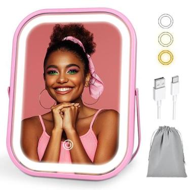 Imagem de Espelho de maquiagem YEKKOPT Lighted Vanity com bateria recarregável
