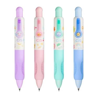 Imagem de Kit com 4 Lapiseiras Escolar Fun Click CiS Ergonômico 0.7mm Conjunto Colorido Grafite Aula Fofo