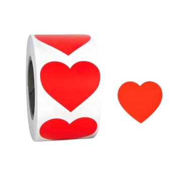 Imagem de 500 etiquetas adesivos em forma de coração de 2,5 cm, etiquetas de amor fofas para o dia dos namorados, convite, envelopes, artesanato, scrapbooking, vermelho