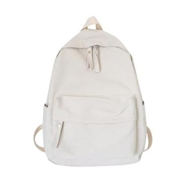 Imagem de Mochila não impressa escola secundária feminina versão coreana Harajuku ulzzang mochila de estudante universitário mochila de alta dade ins wind mochila branca