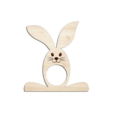 Imagem de Porta Guardanapo Coelho Com Carinha 9cmx9,8cm Kit 4 Peças - Cria Arte Laser Madeira Clara