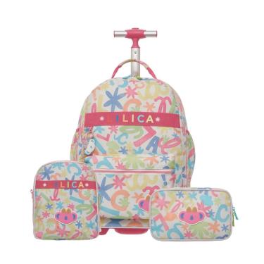 Imagem de Mochila Rodas Lancheira Estojo Box Lilica Ripilica Florescer