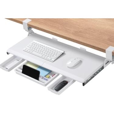 Imagem de ETHU Bandeja Para Teclado Sob A Mesa, Bandeja Para Teclado E Mouse Removível Com Grampo C, Bandeja Ergonômica Para Teclado Deslizante Para Mesa, Gaveta De Plataforma Removível Para Casa E Escritório