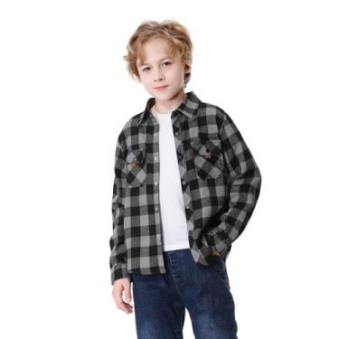 Imagem de Camisa de flanela SANGTREE masculina de manga comprida com botões, xad