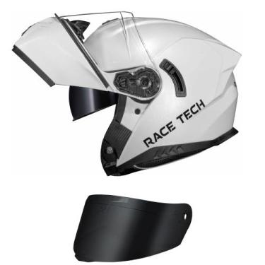 Imagem de Capacete Race Tech Signal Monocolor Branco Brilhante Mais Viseira Fumê