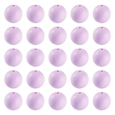 Imagem de 50 peças de contas redondas de silicone de 15 mm contas focais de borracha solta espaçador contas a granel para caneta faça você mesmo, chaveiro, pulseira, colar, joias, artesanato, ameixa
