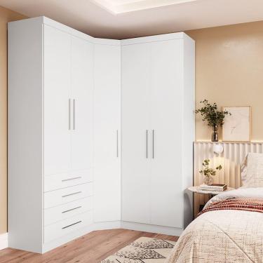 Imagem de Guarda Roupas Modulado diagonal 3 Pçs Com 5 Pts E 4 Gavetas Móveis Branco Pf Com Branco Pf