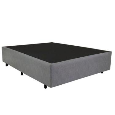 Imagem de Cama Base Box Casal Cinza Suede 38x138x188