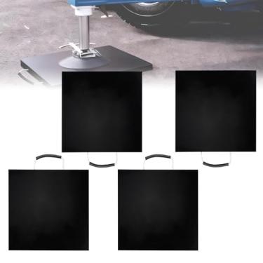 Imagem de RULLINE Pacote com 4 blocos de nivelamento de macaco RV - Almofadas estabilizadoras resistentes compatíveis com trailer, caminhão, reboque e guindaste - empilhável, impermeável com alça - 30 x 30 x 3
