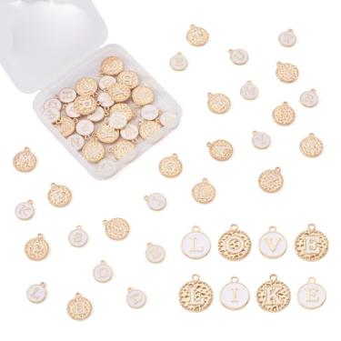 Imagem de Spritewelry Berloques de letras para fabricação de joias de liga esmaltada, pingentes de letra inicial maiúscula A-Z, pingentes do alfabeto para colar, pulseira, brincos, chaveiros, suprimentos de