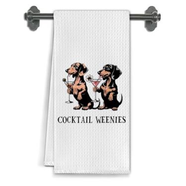 Imagem de Elefeltclave Toalhas de cozinha engraçadas de dachshund para coquetéis, presentes para amantes de dachshund, toalhas de chá para decoração de cozinha, presentes Weiner Dog Doxie para mulheres, toalhas