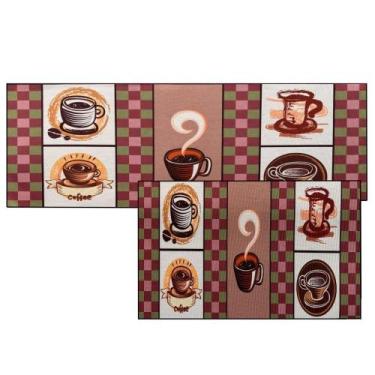 Imagem de Jogo Tapete Cozinha Passadeira Estampado Gourmet 2 Peças - Margex, Mar
