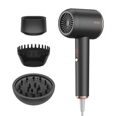 Imagem de Secador de cabelo iônico profissional | Poderoso secador de cabelo de baixo ruído | Temperatura constante para secagem rápida do cabelo | com difusor de cabelo, bocal de cluster e pente para cacheados