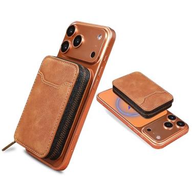 Imagem de Suporte magnético para cartão Magsafe, carteira de couro PU compatível com telefones MagSafe e capas para iPhone 17/16/15/14/13/12/Pro/Max/Pl, suporte de álbum de fotos de identificação de celular com