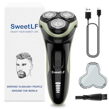 Imagem de SweetLF Barbeador elétrico masculino com aparador pop-up, barbeador elétrico impermeável IPX7, barbeador sem fio recarregável para homens, tipo C, tempo de execução de 120 minutos, Plug & Play